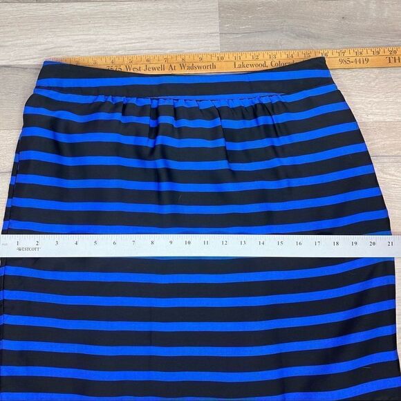 Dalia Collection Striped Pleat Front Pencil Skirt Royal Blue & Black 6 - Picture 8 of 9